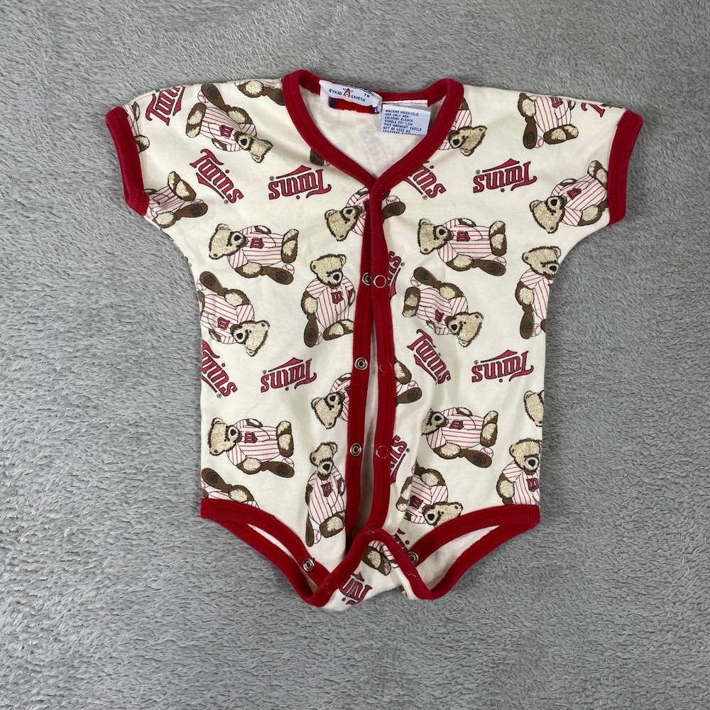 Rookie League Onesie Baby 6/9 Months White Minnesota Twins Baseball Bear Vintage